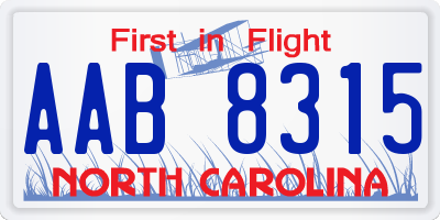 NC license plate AAB8315