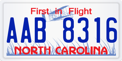 NC license plate AAB8316