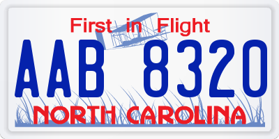 NC license plate AAB8320