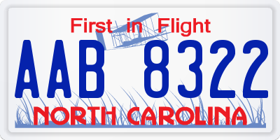NC license plate AAB8322