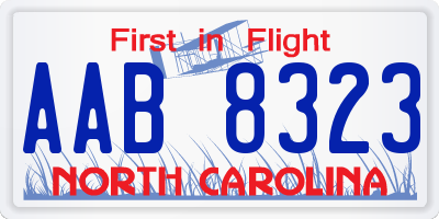 NC license plate AAB8323