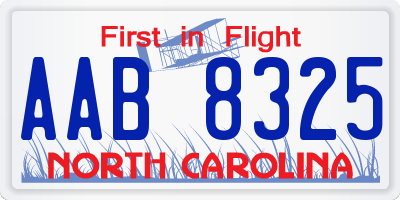 NC license plate AAB8325