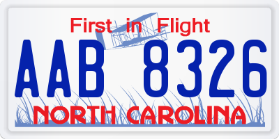 NC license plate AAB8326