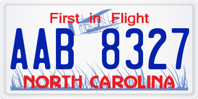 NC license plate AAB8327