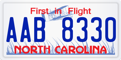 NC license plate AAB8330