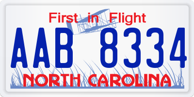 NC license plate AAB8334