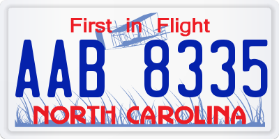 NC license plate AAB8335