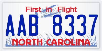 NC license plate AAB8337