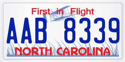NC license plate AAB8339