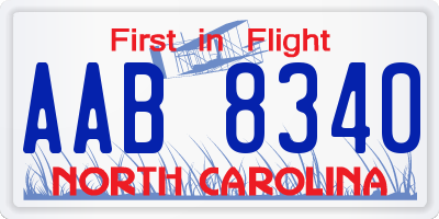 NC license plate AAB8340