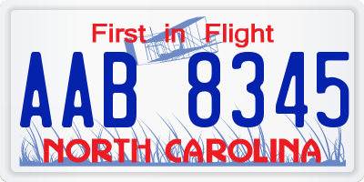 NC license plate AAB8345