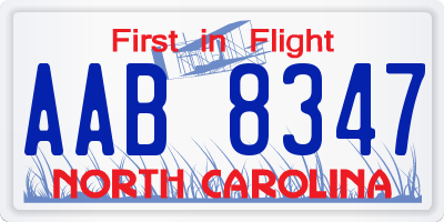 NC license plate AAB8347