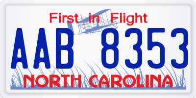 NC license plate AAB8353
