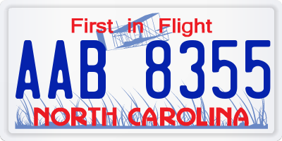 NC license plate AAB8355