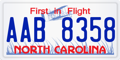 NC license plate AAB8358