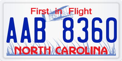 NC license plate AAB8360