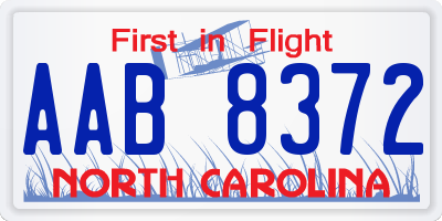 NC license plate AAB8372