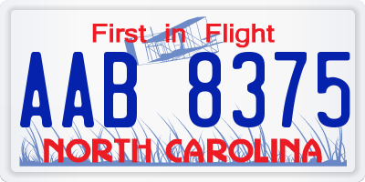 NC license plate AAB8375