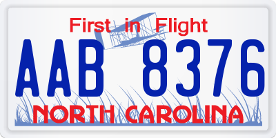 NC license plate AAB8376