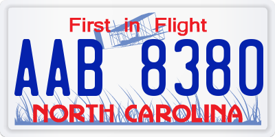 NC license plate AAB8380