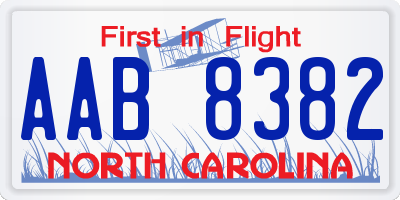 NC license plate AAB8382
