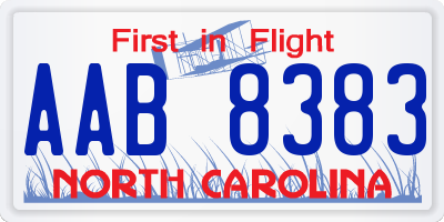 NC license plate AAB8383