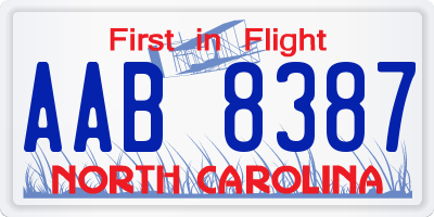 NC license plate AAB8387