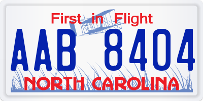 NC license plate AAB8404