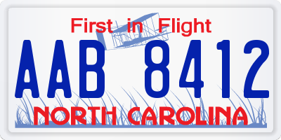 NC license plate AAB8412