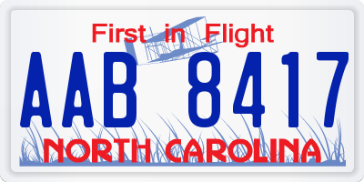 NC license plate AAB8417