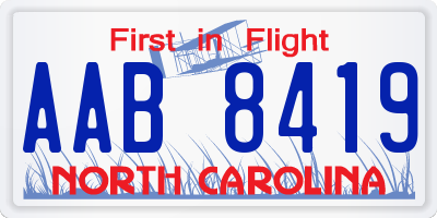 NC license plate AAB8419