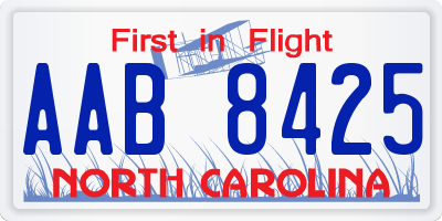 NC license plate AAB8425