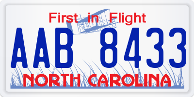 NC license plate AAB8433