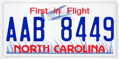 NC license plate AAB8449