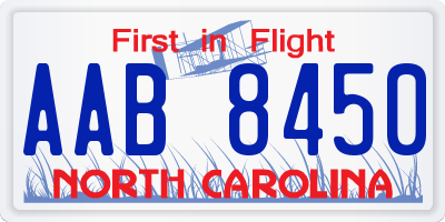 NC license plate AAB8450