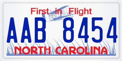 NC license plate AAB8454