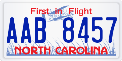 NC license plate AAB8457