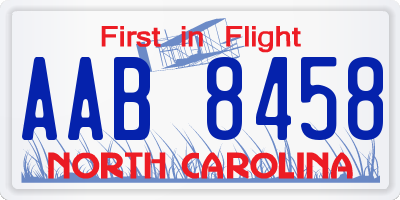NC license plate AAB8458