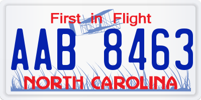 NC license plate AAB8463