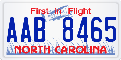 NC license plate AAB8465