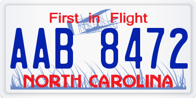 NC license plate AAB8472