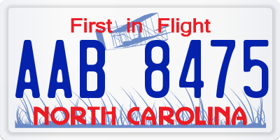 NC license plate AAB8475