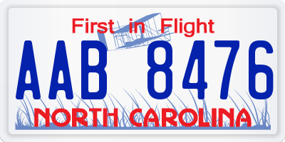 NC license plate AAB8476