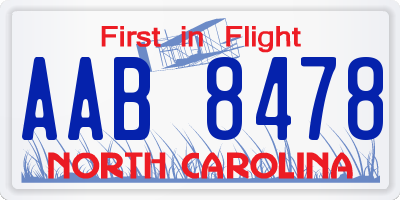 NC license plate AAB8478