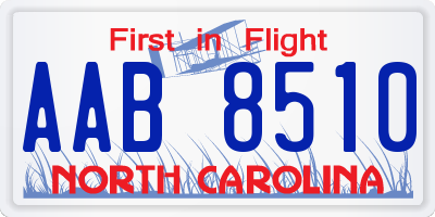 NC license plate AAB8510