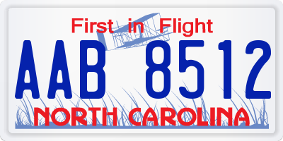 NC license plate AAB8512