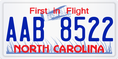 NC license plate AAB8522