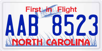 NC license plate AAB8523