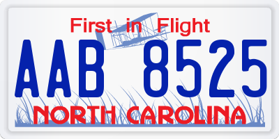 NC license plate AAB8525