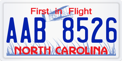 NC license plate AAB8526